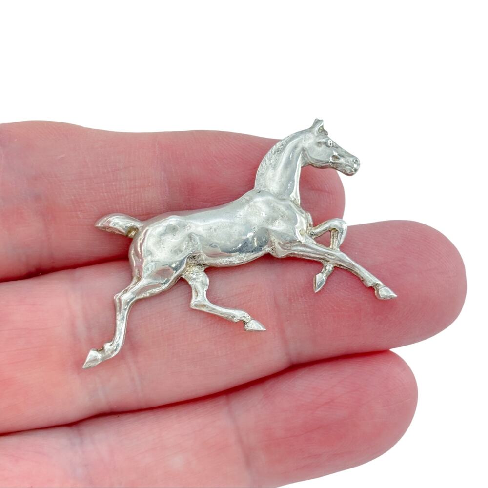 Vintage Sterling Silver 925 Rearing Horse Brooch
